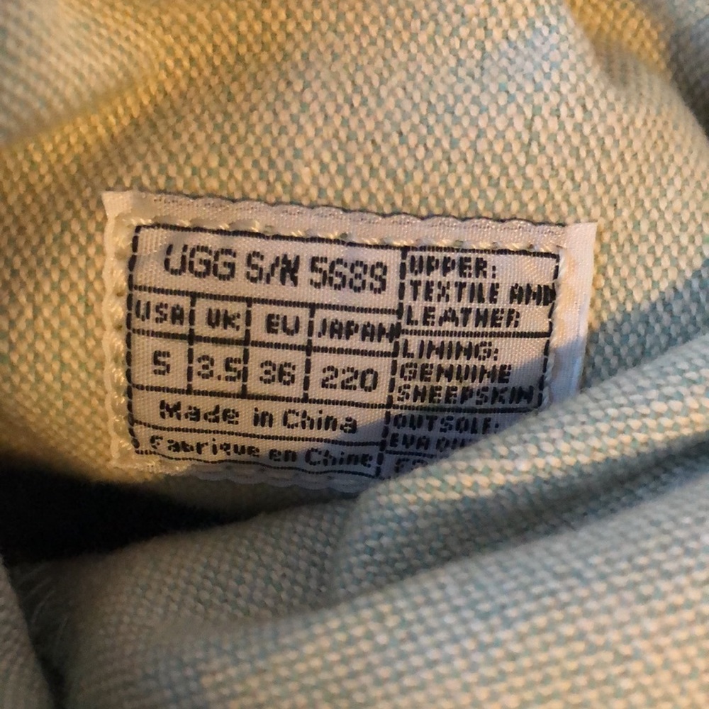 UGG Australia tan striped canvas & leather boots girls size 5 - Picture 5 of 5